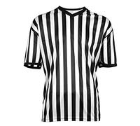 Duroecsain Maillot D'arbitre à Manches Courtes pour Homme de Style Professionnel Chemise de Sport D'arbitre Chemise d'Arbitre à Col Renversé à Rayures Noires Blanches