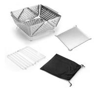 Duroecsain Mini barbecue fumoir en acier inoxydable - grille portative pliable multifonction pour camping, jardin, pique-nique, balcon, voyage, bateau et espace extérieur