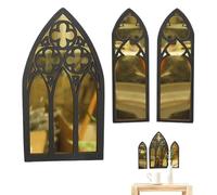 Duroecsain Miroirs gothiques, miroirs de cathédrale - Lot de 3 meubles gothiques pour décoration murale, miroirs décoratifs rustiques, miroirs de fenêtre de cathédrale montés au mur pour