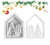 Duroecsain Moule en forme de maison, moules en silicone pour résine époxy, moule en béton pour la maison - Moules en plâtre pour faire des décorations pour la maison, moules en résine époxy, moules de
