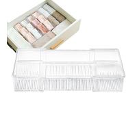 Duroecsain Organisateur de tiroirs pour commode - Boîtes de rangement transparentes avec séparateur, boîte empilable double compartiment, conteneurs réglables pour mouchoirs, ceintures, soutiens-gorge