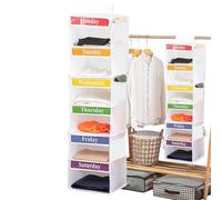 Duroecsain Organisateur de vêtements hebdomadaires pour pour la semaine, organisateur de vêtements du lundi au samedi, organiseur de placard suspendu hebdomadaire pliable avec organisateur de