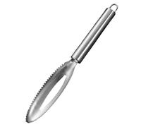 Duroecsain Outil pour détartrer le poisson, outil pour détartrer le poisson, ustensiles de cuisine écailles de poisson faciles à gratter en acier inoxydable - Brosse grattoir en cuir