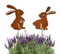 Duroecsain Paris décoratifs de jardin, piquets de lapin, mot de de fer de Pâques | Fournitures de décoration extérieure à la maison Accessoires photo de jardin pour