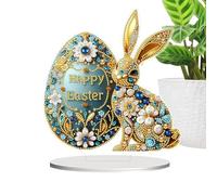 Duroecsain Peinture au diamant de lapin de Pâques, kits d'art en strass de Pâques,Enseigne de table avec strass lapin de Pâques | Art acrylique du