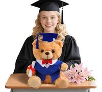 Duroecsain Peluche de remise de diplôme 25 cm - Cadeau commémoratif pour élèves de maternelle, primaire et secondaire, cadeau festif avec casquette et toga pour garçons et filles