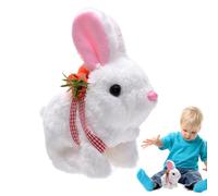 Duroecsain Peluche lapin réaliste et réaliste, lumière Up Electronic Interactive remplie sac à dos lapin - Marcher et secouer les oreilles, sons et mouvements, jouets éducatifs pour