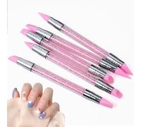 Duroecsain Pinceau à ongles en silicone | Stylo à double pointe pour décoration avec feuille,Facile à saisir pour modeler les ongles en voyage travail et école
