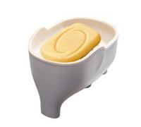 Duroecsain Plateau de savon pour la douche, porte-savon de douche, boîte à savon double couche avec drainage, assiette éponge, plateau de barre de shampooing éléphant, récipient de barre de salle de