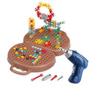 Duroecsain Play Toolbox,Play Toolbox pour tout-petits, boîte à outils créative avec perceuse électrique | Play Toolbox - Boîte à outils 2D/ sur le thème des ours, jouets pour de 3