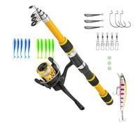 Duroecsain Pôle pour en bas âge | 1,8 m Combo de moulinet de canne télescopique - Tackle Starter Set, Juvenic Fish Set, kit de do pour débutants, petit kit d'équipement