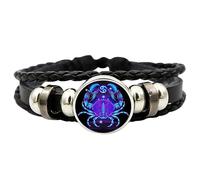 Duroecsain Spirilet Bracelet Manifestation du Zodiaque, Bracelet des Signes du Zodiaque, Bracelets en Cuir Multicouche Réglable 12 Constellations for Hommes Femmes Filles Ensemble