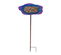Duroecsain Stations d'arrosage pour abeilles, mangeoire à papillons avec prise de terre, plateau de bain en métal avec motif oiseau papillon, mangeoires de bain d'abeilles coupe-vent avec design