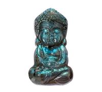 Duroecsain Statue de Bouddha en pierre de Bouddha de poche - Statue de Bouddha bébé de méditation - Statue de Bouddha sculptée avec détails vifs pour zone de travail, salle d'étude, autel, salle de
