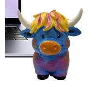 Duroecsain Statue des hautes terres - Figurine décorative de bœuf tibétain en résine pour salon, chambre, studio et étagère