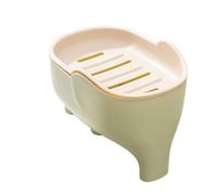 Duroecsain Support de savon de douche, économiseur de savon, boîte à savon double couche avec drainage, assiette éponge, plateau de barre de shampooing éléphant, récipient de barre de salle de bain