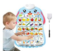 Duroecsain Tableaux d'apprentissage d'âge préscolaire pour mur, tableau mural d'apprentissage pour enfants | Affiche d'alphabet éducatif - Affiche alphabet de nombre de légumes de fruits interactifs