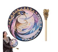 Duroecsain Tambour à main de sonore avec son | Tambour chamanique avec impression d'oiseaux Instruments de tambour | Outil de du son de tambour