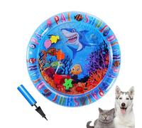 Duroecsain Tapis de Jeu pour Chat - Tapis de Jeu d'eau épais pour stimuler Les Sens des Chats - Accessoire interactif Rond antidérapant pour Animaux de Compagnie avec Poissons flottants pour Battre