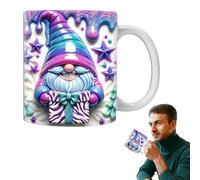 Duroecsain Tasse à café avec tasses à café thème gnomes, tasse de jardin en céramique 3D gnome coloré avec boîtes, 350 ml pour anniversaire de Noël fantastique pour maman