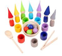 Duroecsain Tasses de tri de couleurs, tri des couleurs jouets sensoriels, Jeux sensoriels éducatifs en bois Jeu de correspondance, RAINBOW BALLS CUPS, COUNT INTERACTIFS JEUX POUR LE