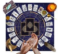 Duroecsain Tissu de Carte de Tarot, Nappe de Tarot | Tapis de Jeu de société carré | Tapis Oracle d'astrologie délicat, Tapis de Jeu de société en Velours élégant pour la Lecture du Tarot