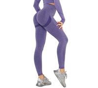 DUROFIT Legging Sexy Femme Push Up Pantalon de Yoga Anti Cellulite Yoga Pants Jogging Compression Legging Taille Haute Gym Running Course Exercice Fitness Violet L