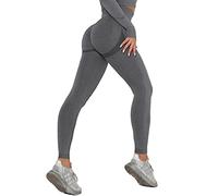 DUROFIT Legging Sport Taille Haute Push Up Femme Pantalon de Yoga sans Couture Yoga Pants Sexy Legging Compression Fitness Gym Jogging Running Course Exercice Gris L