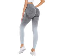 DUROFIT Leggings de Sport Push Up pour Femme, Pantalon de Compression sans Courture Taille Haute, Yoga Pants pour Fitness Pilates, Dégradé Gris S