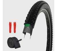 DUROMONDO Lot de 1 pneu de VTT 29 x 2,125 - Pneus de VTT résistants aux crevaisons 30TPI avec chambre à air, 2 démonte-pneus, design à crampons haute adhérence pour utilisation sur route, tout-terrain