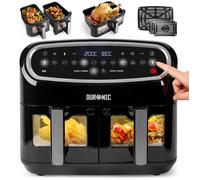 Duronic AF34 BK Set Friteuse à Air avec 1 grand tiroir de 10L et 2 petits tiroirs de 5L inclus | 10 Programmes de Cuisson Préréglés