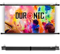 Duronic BPS50 16/9 Ecran de Projection TV et Home Cinema de 50 Pouces 127 cm 111 x 62 cm Fixation par Crochets Barres lestées Toile pour vidéoprojecteur Gain +1 idéal pour 3D 8K 4K 1080P