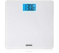 Duronic BS403 Pèse-personne numérique 180 kg Grand écran LCD rétroéclairé Capteurs de haute précision pour mesure précise Balance corporelle automatique en verre blanc pour surveiller le poids
