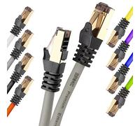 Duronic Câble Ethernet CAT8 GY 1M 2Ghz 2000MHz Vitesse 40Gbps S/FTP Câbles réseaux LAN internet network RJ45 blindés Haute Bande passante et transmission des données rapides Connecteurs or