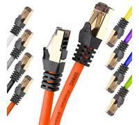 Duronic CAT8 OE Câble Ethernet 3 M Orange S/FTP paire torsadée écrantée et blindée Bande passante 2GHz / 2000 MHz Transmission des données 40 Gigabits Connecteurs RJ45 en or avec manchon