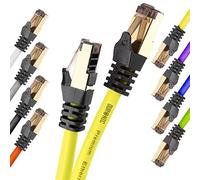 Duronic CAT8 YW Câble Ethernet 2 M Jaune S/FTP paire torsadée écrantée et blindée Bande passante 2GHz / 2000 MHz Transmission des données 40 Gigabits Connecteurs RJ45 en or avec manchon