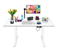Duronic CD160 WE Bureau Assis-Debout électrique Complet avec Plateau de 140 cm Hauteur Ajustable de 72 à 118 cm Charge maximale de 70 kg Poste Travail Assis Debout Domicile télétravail Bureau
