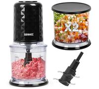 Duronic CH57 BK Mini hachoir 500W 2 récipients avec couvercle 700 ml | Robot culinaire pour légumes fruits viande noix épices Permet de mixer ingrédients sauces purée nourriture bébé