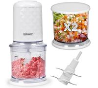 Duronic CH57 WE Mini hachoir 500W 2 récipients avec couvercle 700 ml | Robot culinaire pour légumes fruits viande noix épices Permet de mixer ingrédients sauces purée nourriture bébé