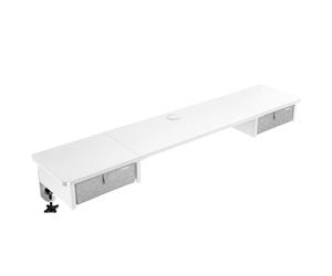 Duronic DD2 WE Accessoire pour Bureau 120 cm Permet l’ajout de 2 tiroirs | Plateau avec 2 tiroirs en tissu 22 x 24 cm Permet de rehausser l’écran 2 pinces de fixation Passe câble inclus