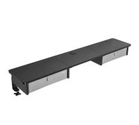 Duronic DD3 BK Accessoire pour Bureau 120 cm Permet l’ajout de 2 tiroirs | Plateau avec 2 tiroirs en tissu 22 x 35 cm Permet de rehausser l’écran 2 pinces de fixation Passe câble inclus