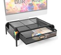 Duronic DM072 Lapdesk pour ordinateur portable en aluminium avec tiroir de 26 x 33 cm Support pour moniteur Rehausseur d’écran et d’ordinateur portable pour espace de rangement ergonomique