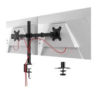 Duronic DM152 Support 2 écrans d’Ordinateur à Pince VESA 75 100 | Bras pour écran de 13 à 32 pouces Rotatif 360° Inclinable 35° Pivot 180° Charge max 8 kg Pince de fixation