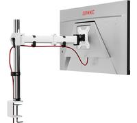 Duronic DM251X3 WE Support d’écran de PC avec Pince pour Bureau Hauteur Ajustable Rotatif Inclinable Pivotable Compatibilité avec moniteurs VESA 75 100 Passes câbles Inclus 2 Extensions