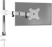 Duronic DM251X3 WE Support d’écran de PC avec Pince pour Bureau Hauteur Ajustable Rotatif Inclinable Pivotable Compatibilité avec moniteurs VESA 75 100 Passes câbles Inclus 2 Extensions