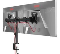 Duronic DM252 BK Support de 2 moniteurs à Pince pour Bureau - Hauteur Ajustable -Rotatif/Pivotable/Inclinable-Compatible avec