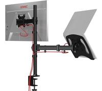 Duronic DM25L1X1 Support d’écran et Ordinateur Portable VESA 75 100 | Bras pour moniteur d’ordinateur 13 à 27 pouces Support pour laptop Rotatif 360° Inclinable 35° Pivot 180° Charge max 8 kg