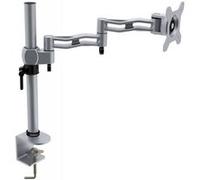 Duronic DM351X3 SR Support d'écran à Pince pour Bureau argenté Hauteur Ajustable Rotatif/Inclinable/Pivotable Compatibilité Universelle avec Moniteur VESA 75/100 2 Extensions Aluminium Argent G
