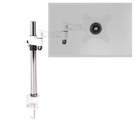 Duronic DM351X3 WE Support d’écran de PC avec Pince pour Bureau Hauteur Ajustable Rotatif Inclinable Pivotable Compatibilité avec moniteurs VESA 75 100 Passes câbles Inclus 2 Extensions