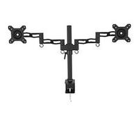 Duronic DM352 BK Support de 2 moniteurs à Pince pour Bureau - Hauteur Ajustable - Rotatif/Inclinable/Pivotable - Compatible avec moniteurs LCD/LED VESA 75/100 - Potence et Bras en Aluminium G